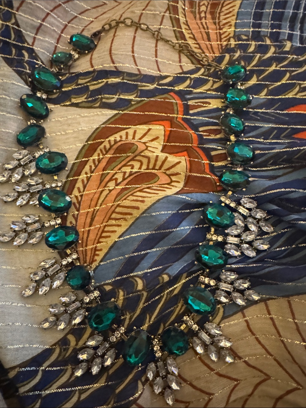 Aratta Silent Journey NWOT Emerald Teardrop Crystal Bib Necklace